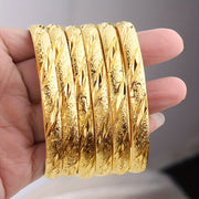 Set of 6 Gold Plated Middle Eastern Style Bangle Bracelets for Women Weddings Parties Everyday
