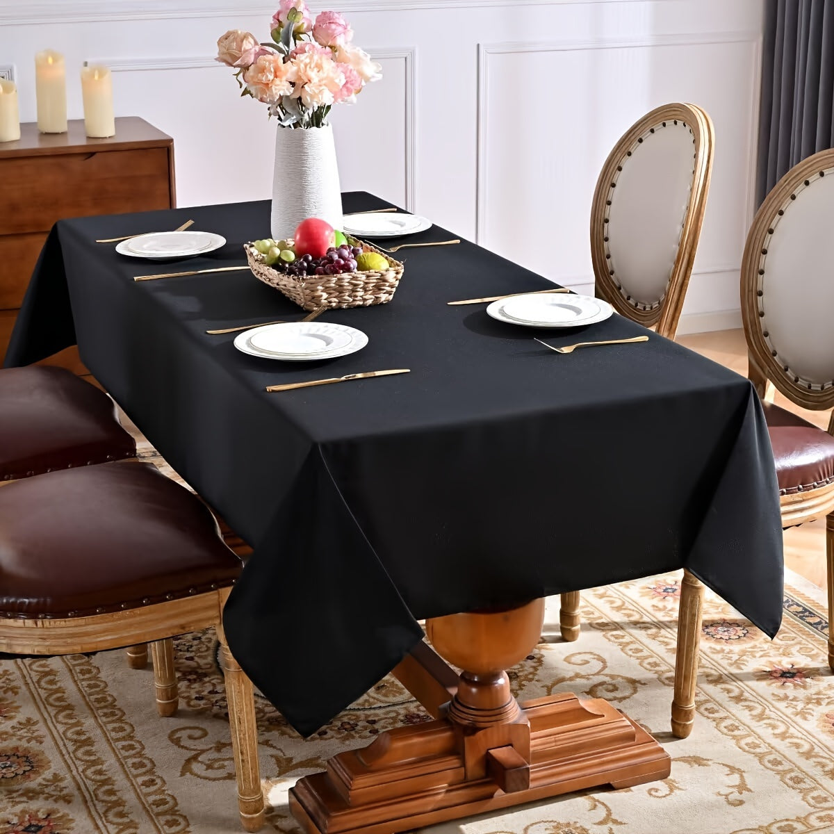 Luxury Satin Tablecloth for Wedding Banquet Rectangular Polyester 10-12 Seater