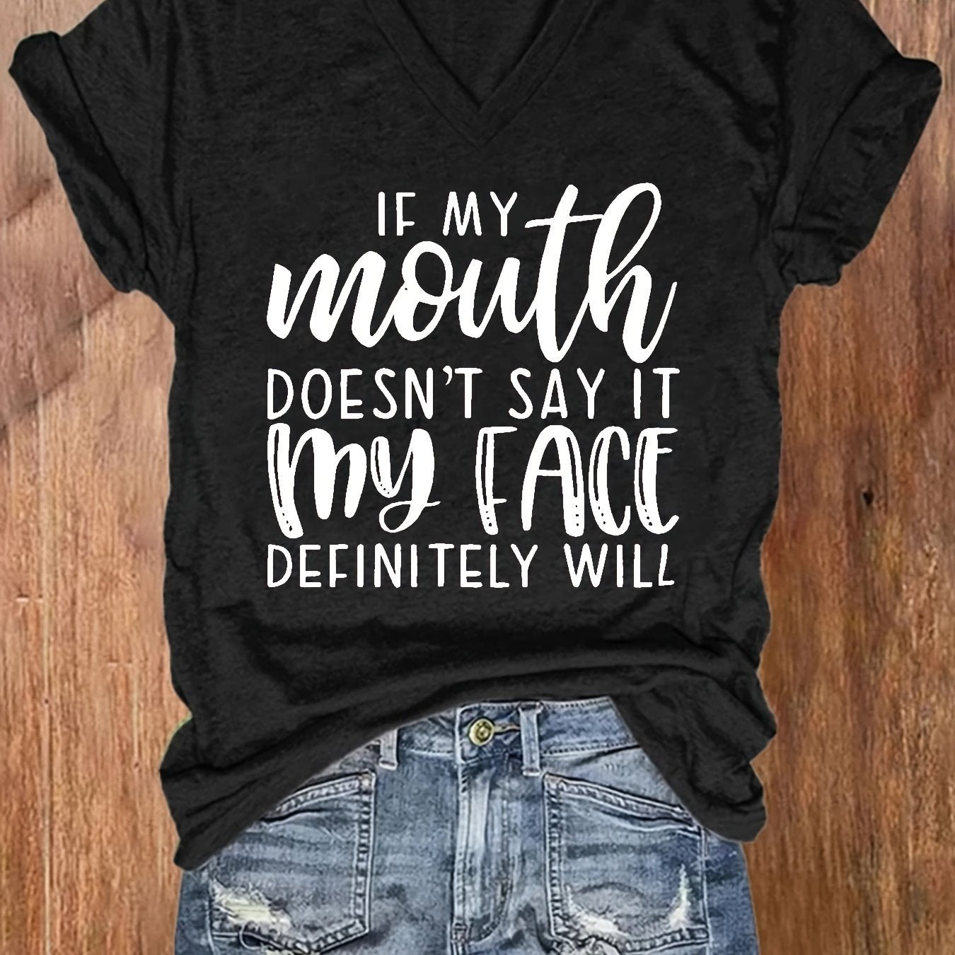 Women's V-Neck Short Sleeve Casual Top Loose Fit Cotton Easy Wear