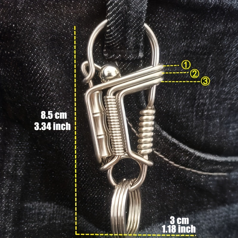 Stainless Steel Keychain for Men Engraved Bamboo Bead Mechanical Car Keyring