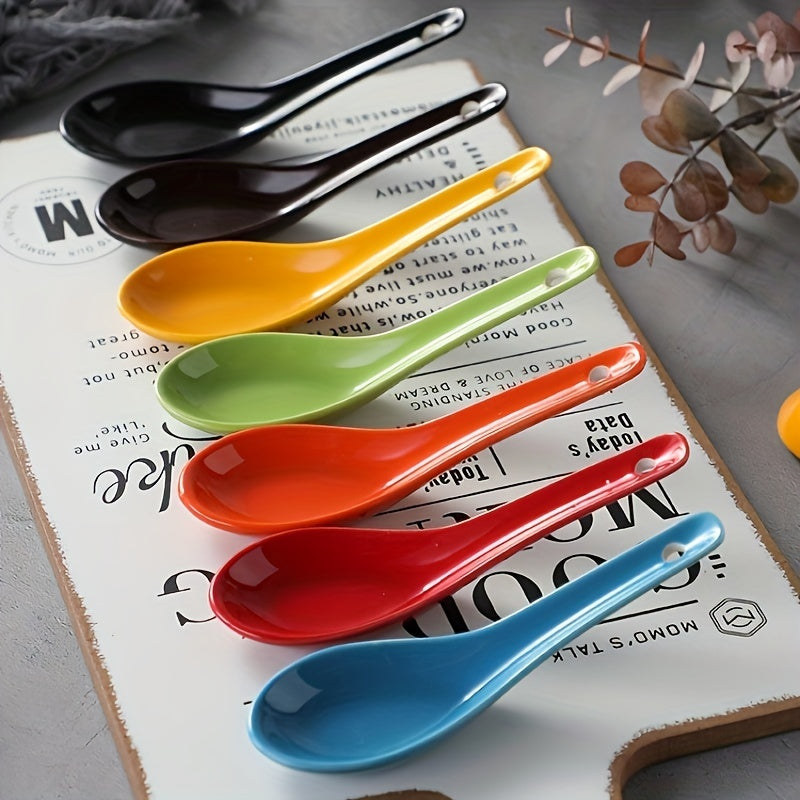 6-Piece White Ceramic Soup Spoon Set Microwave Oven Dishwasher Safe