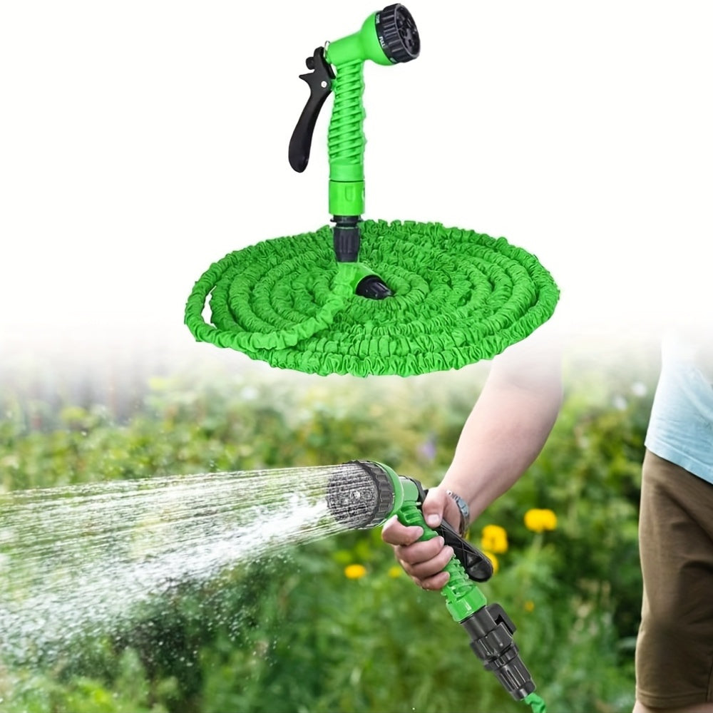 Manguera de jardín extensible con rociador multiusos 7.62m-30.48m de caucho duradero