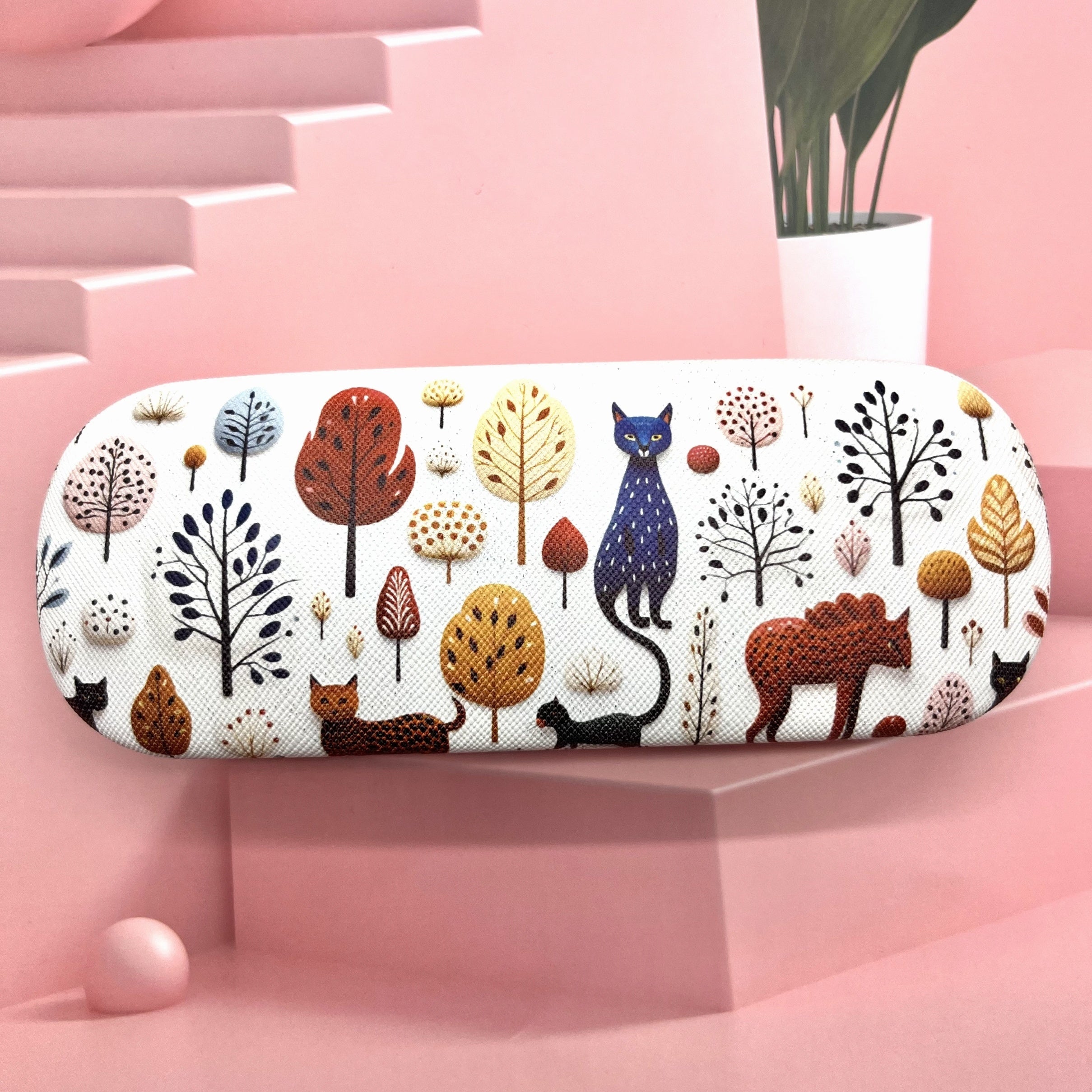 Estuche para gafas con estampado animal, duradero y elegante para mujeres, organizador portátil de almacenamiento