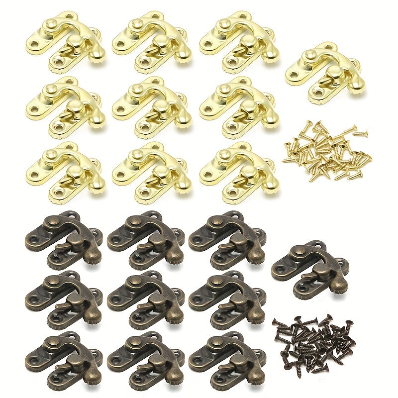 10pcs Antique Bronze Iron Padlock Hasps with Screws 27x32mm for Jewelry Boxes Furniture Hardware