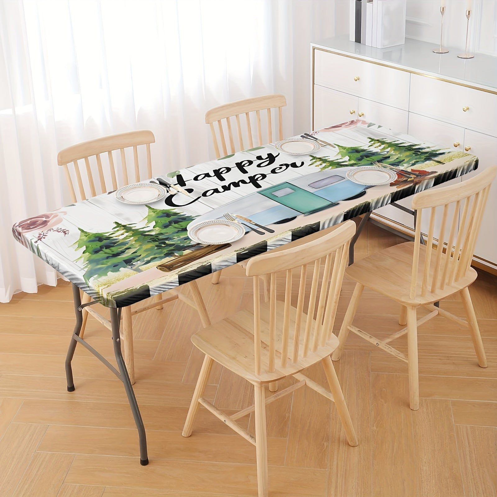 Outdoor Picnic Tablecloth Set with 4 Elastic Covers for Outdoor Dining and Parties