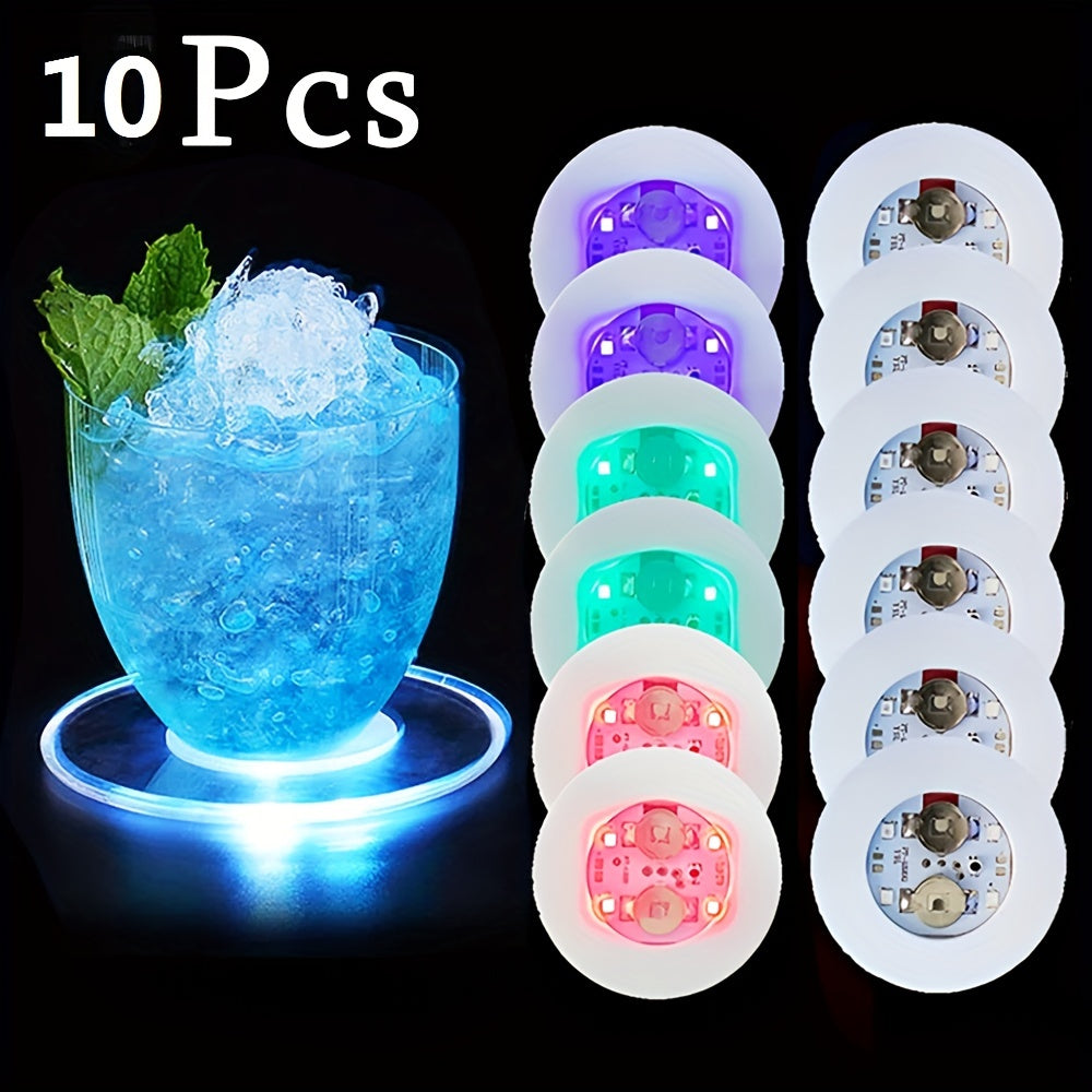 10pcs Luminous Silicone Coaster Set for Bar Night Light Glow Cup Mats