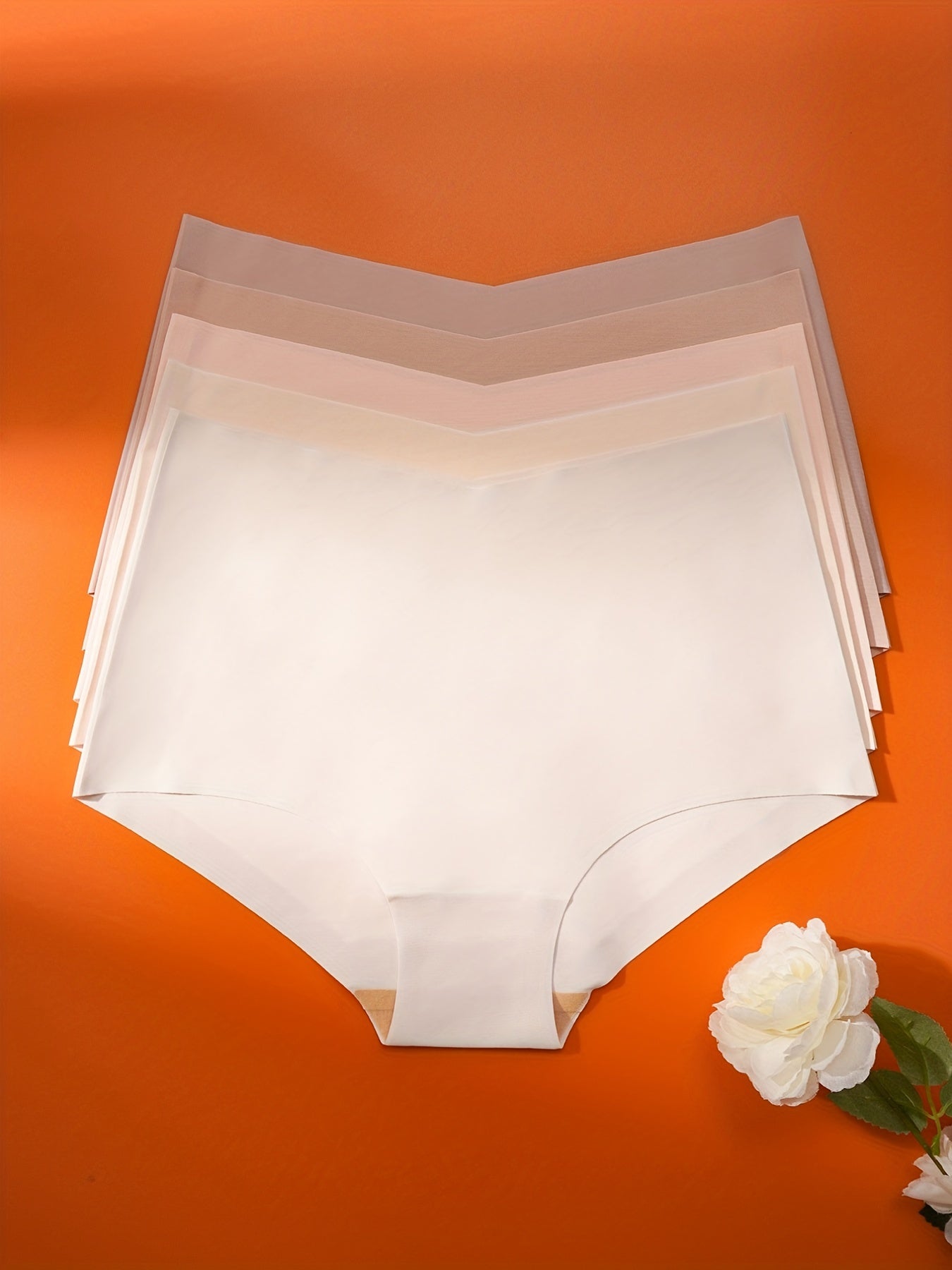 Seamless High Waist Women's Briefs Pack of 5 Soft Comfortable Solid Color Underwear