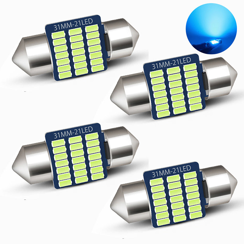 4PCS Super Bright LED Car Interior Lights White Blue 12V Festoon Bulb