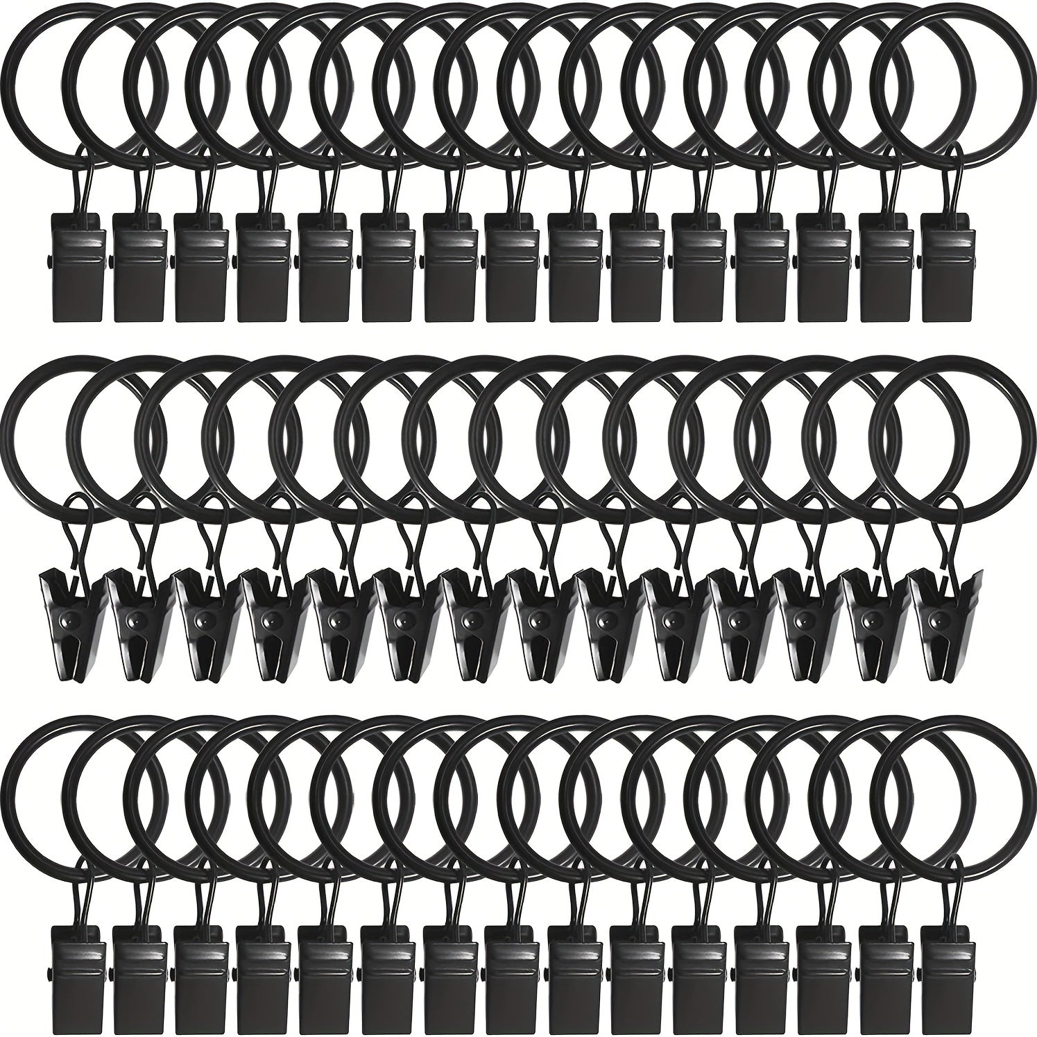 44 Gold Curtain Rings Clips Set for 5/8 Inch Rods with Hooks and Rings