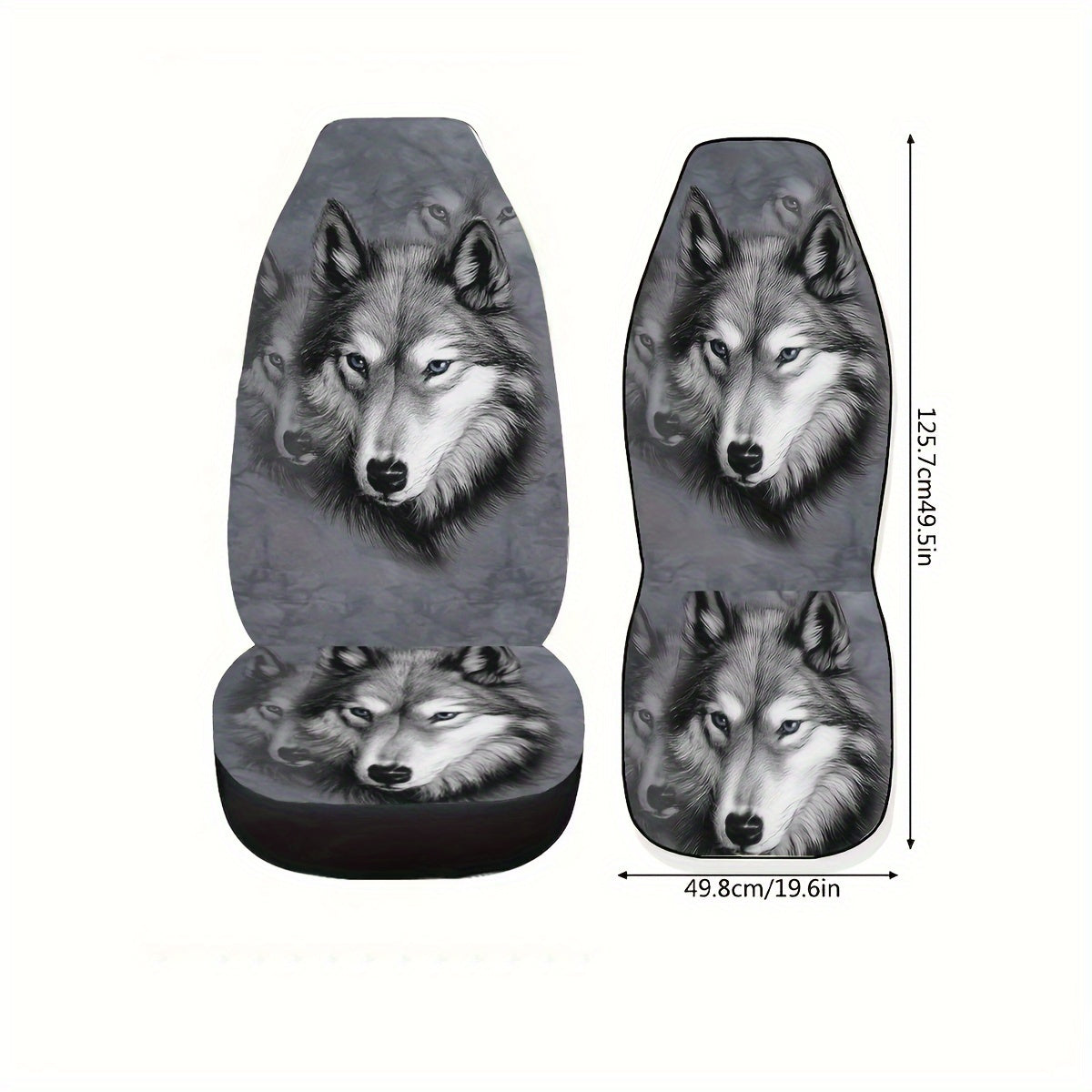 Universal Car Seat Cover Large Gray Wolf Print Durable Seat Protector