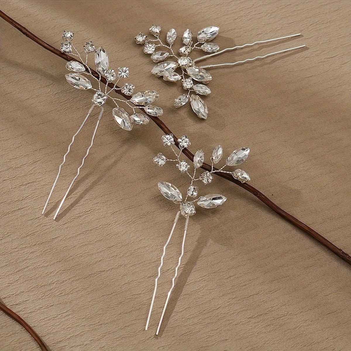 Tozalikli Rhinestone Soch Pinlari To'plami To'y Soch Stilini Ta'minlash uchun