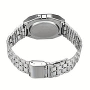 Women's LED Square Ultra-Thin Wristwatch with Luminous Display and Stainless Steel Strap