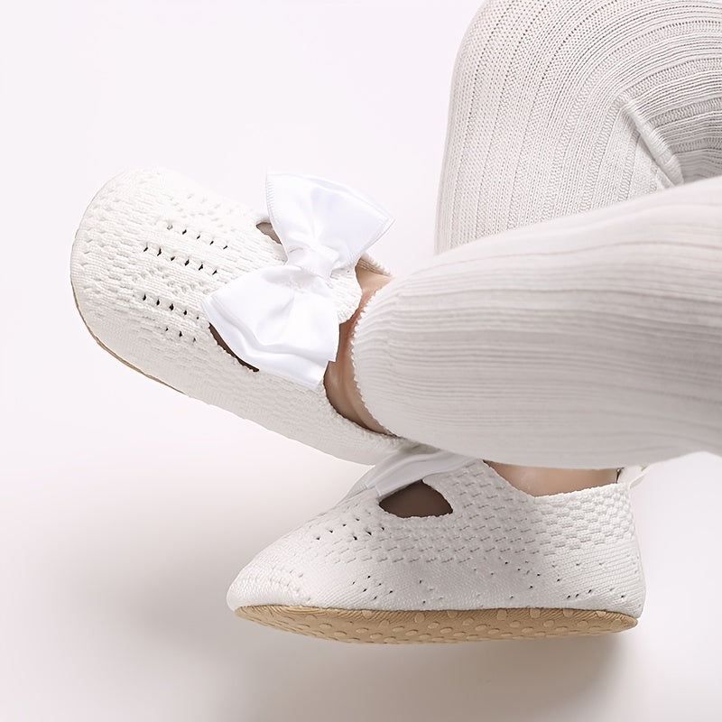 Zapatos para bebés que caminan rosa, blanco, beige, con lazo, casual, primavera, otoño, tela, slip-on