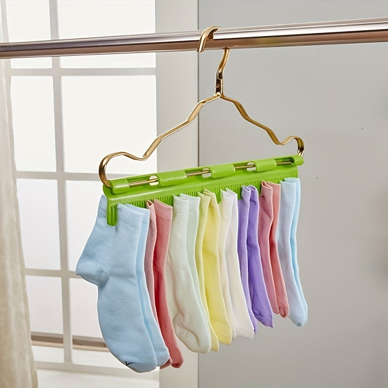 Juego de estantes para secar calcetines a prueba de viento con colgadores y clips de plástico para espacio de lavandería, pinzas para ropa ahorra espacio para calcetines y artículos pequeños, pack de 2