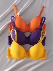 Women's Seamless Underwire Bras Pack of 3 in Black White and Nude