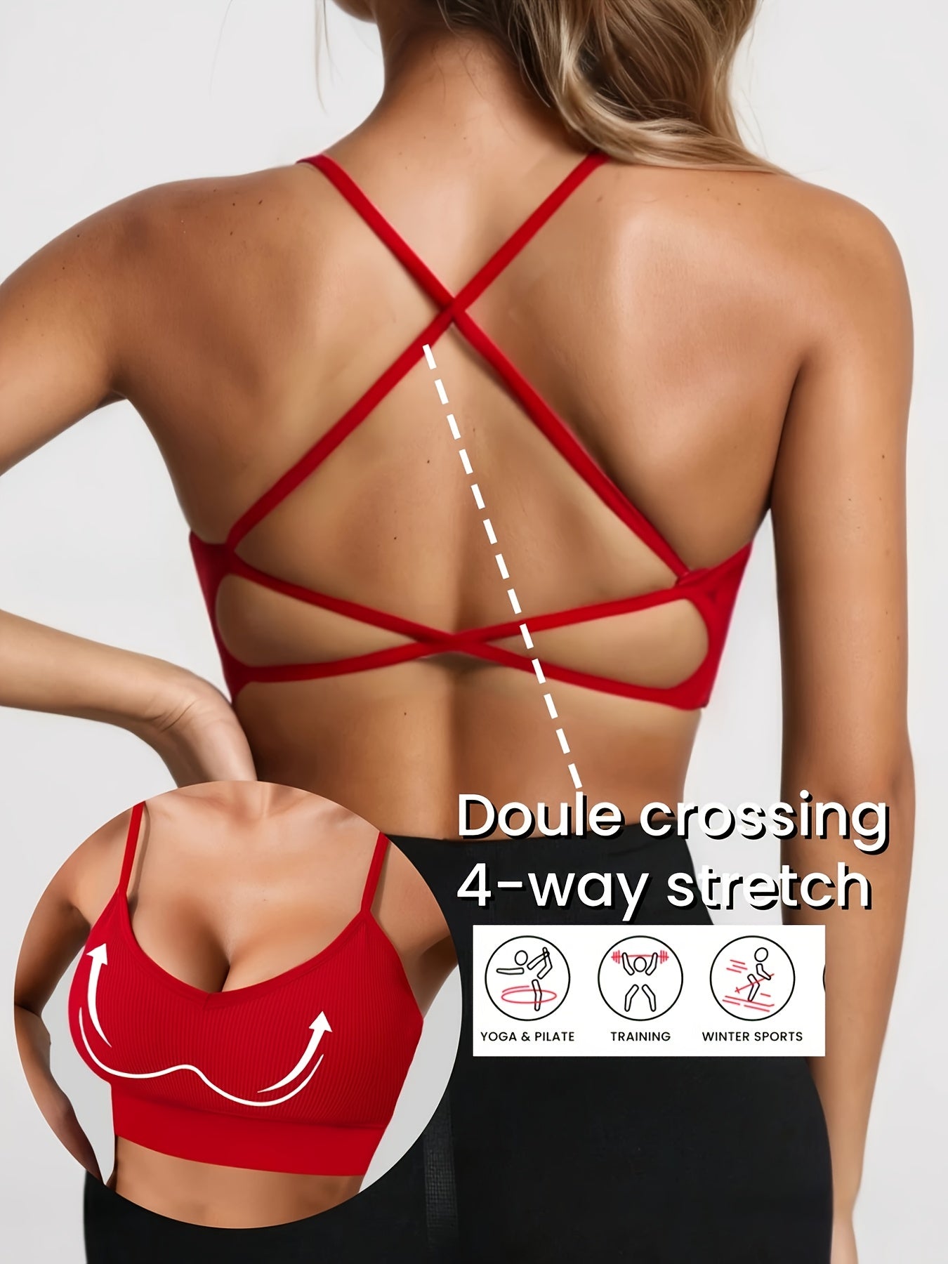 Women's Cross Backless Strapless Bra Tops Pack of 3, Breathable Fabric