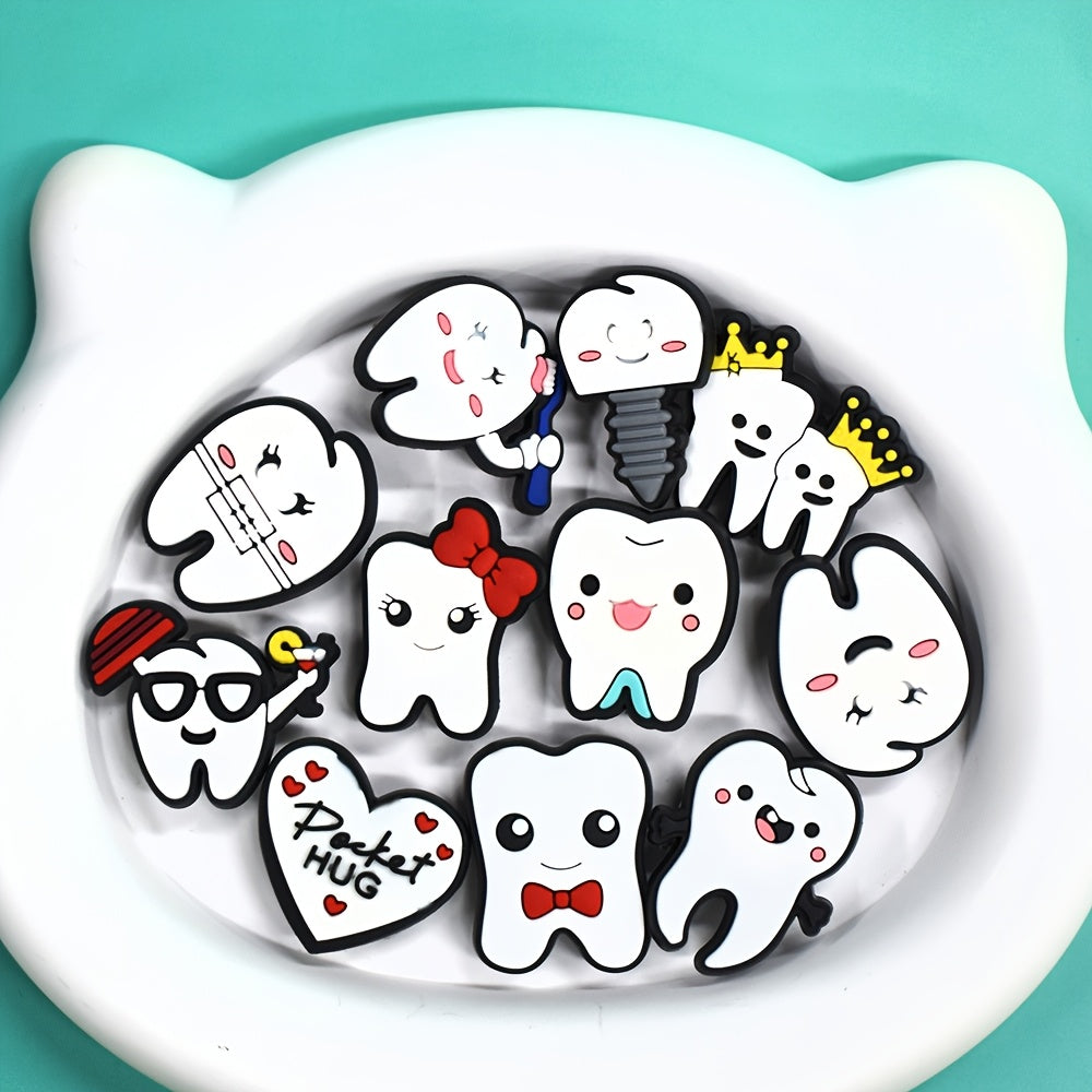 16pcs Teeth-Themed Shoe Charms Decor for Sandals Garden Shoes