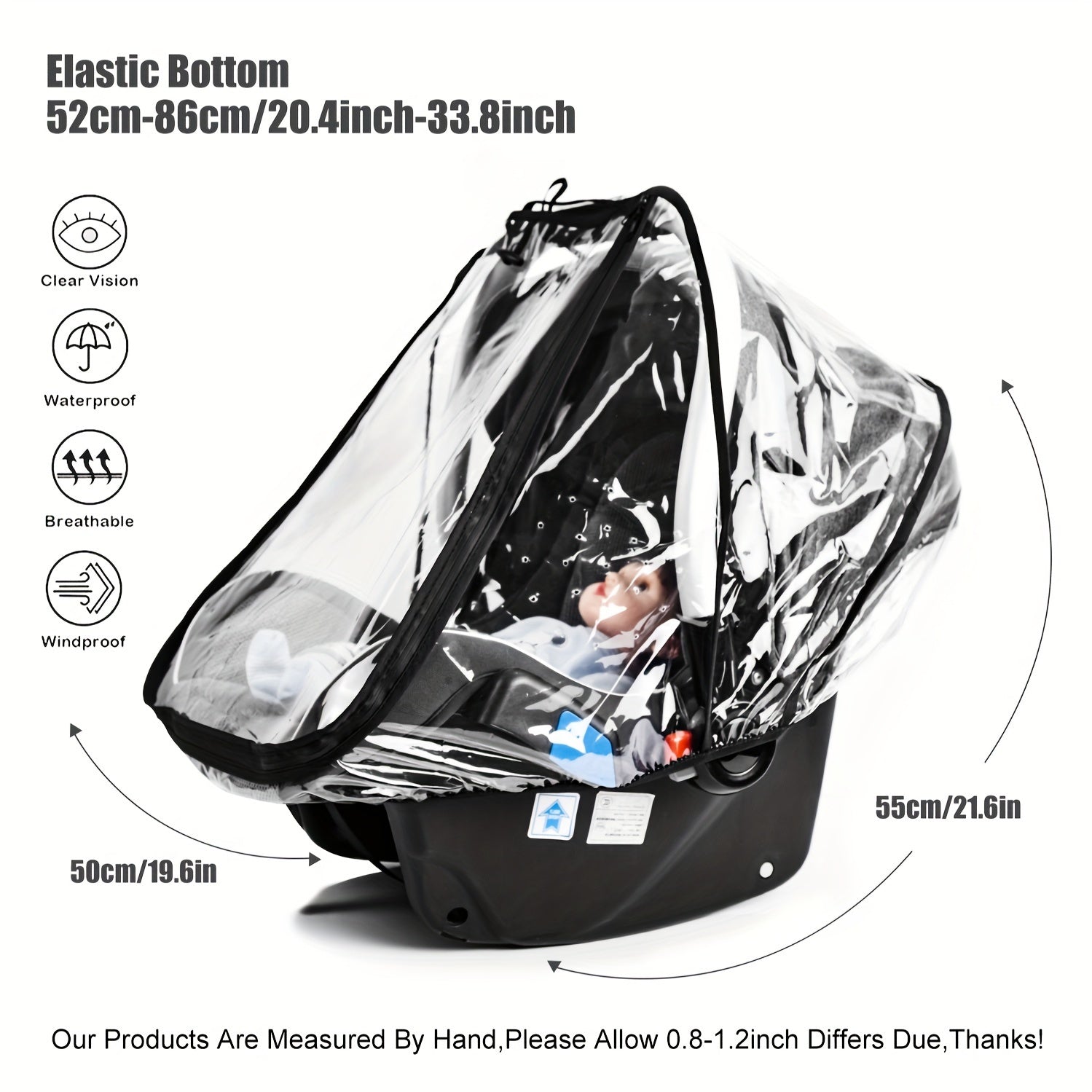 Universal Car Seat Rain Cover Waterproof Dust Snow EVA Material with Zipper Ventilation