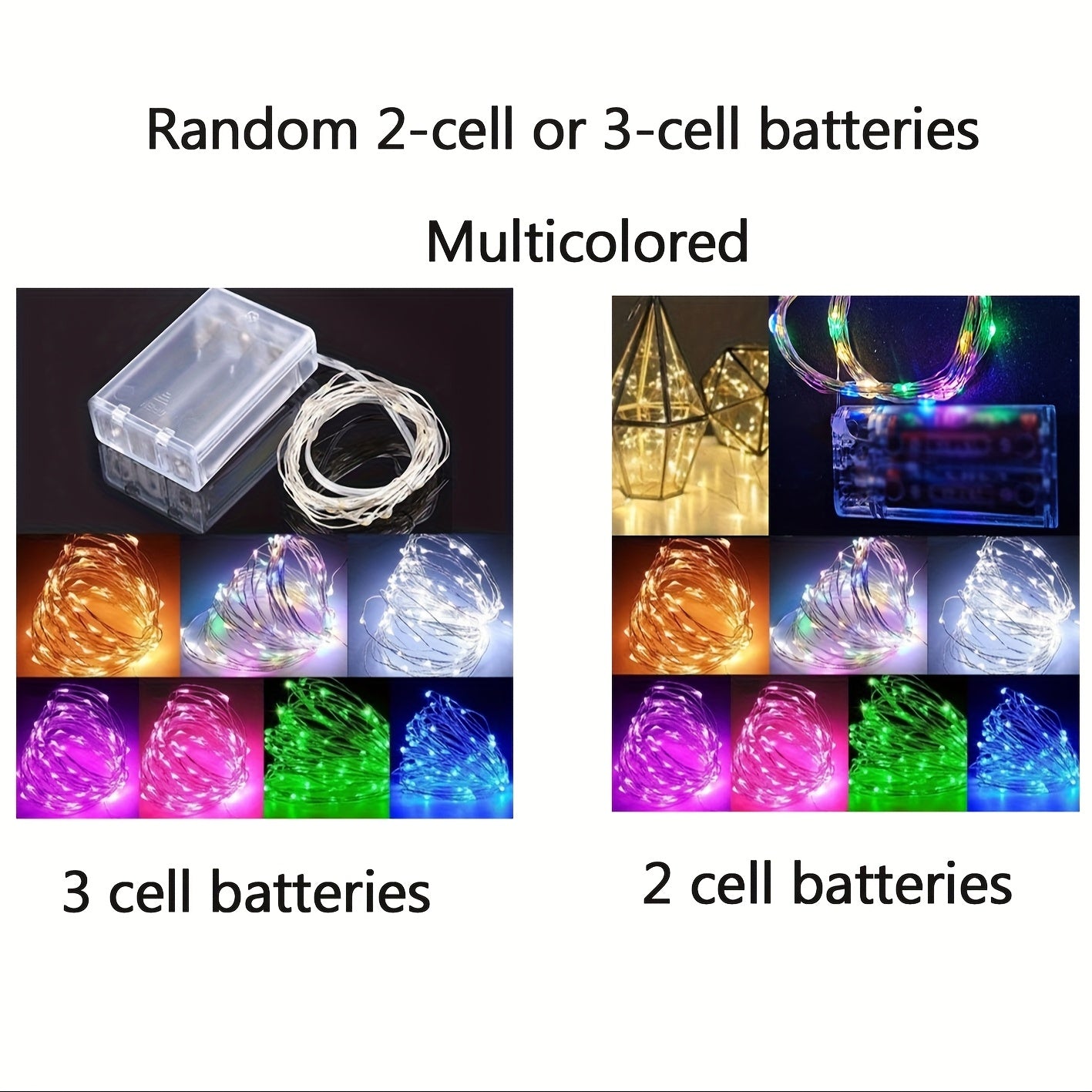 Luces de hadas de cobre con batería, 30, 50, 100 LED para fiesta, decoración navideña