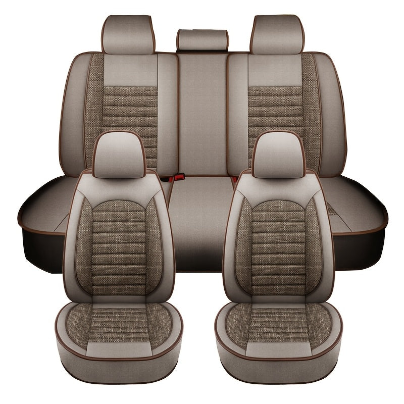 Funda de asiento de coche de cobertura total para todos los vehículos textura de lino duradera transpirable