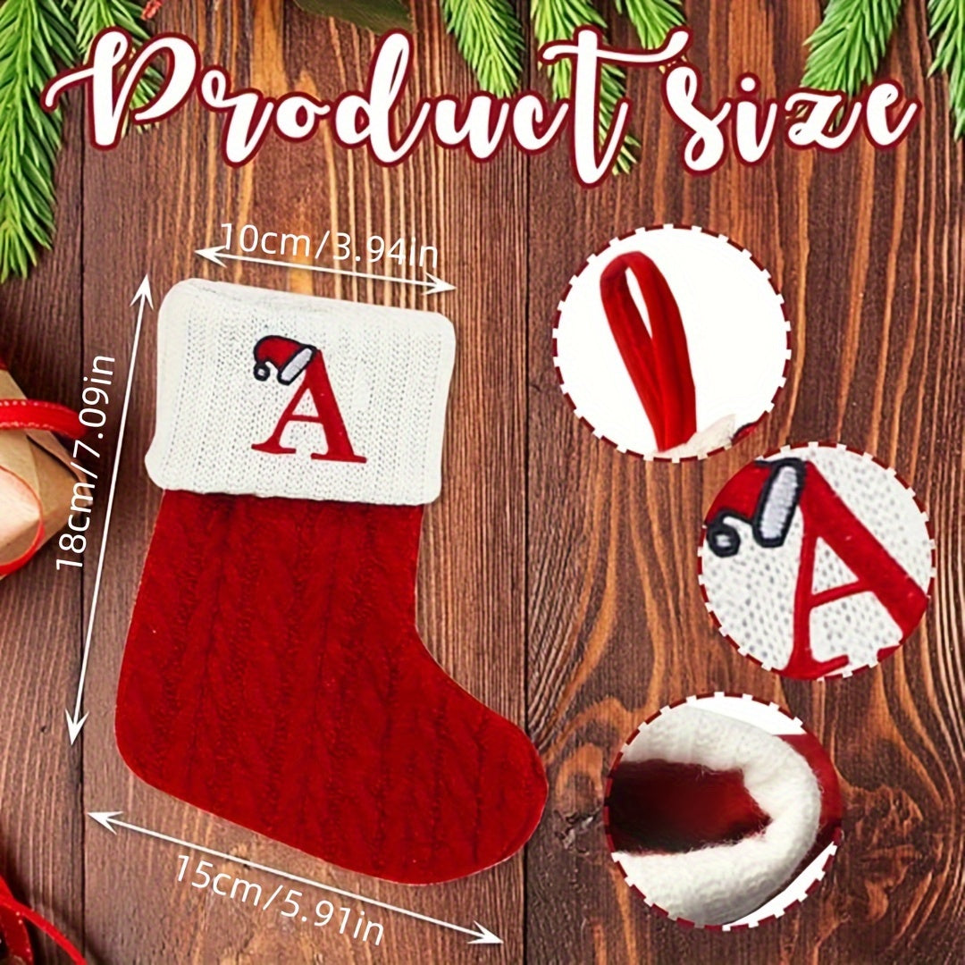 Knitted Polyester Stockings with Personalized Initials for Festive Parties