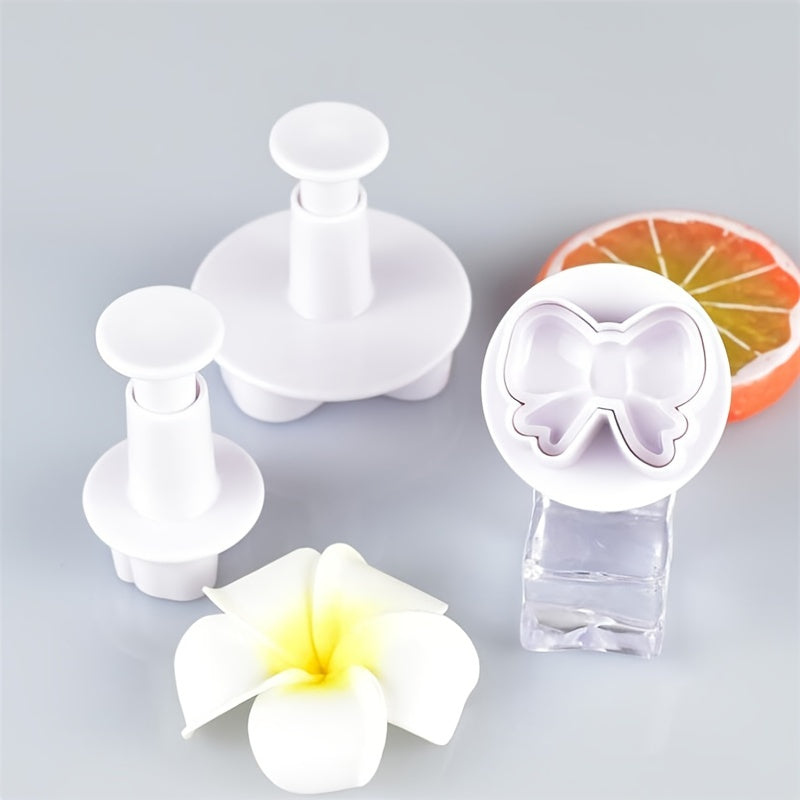 Set of 3 Bow Shaped Fondant Molds Cookie Cutters Baking Tools