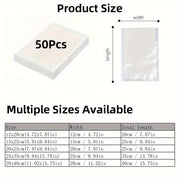 Vakuum yopishqoq sumkalar 50 ta paket BPA-bezak, tijorat darajasi, suv o'tkazmaydigan oziq-ovqat saqlash