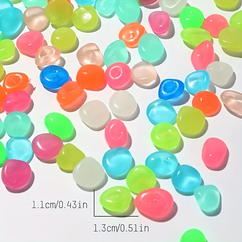 100 штук светящихся декоративных камней, изготовленных из безопасного для рыб материала ABS, для аквариумов, садов, бонсай и уличного декора.