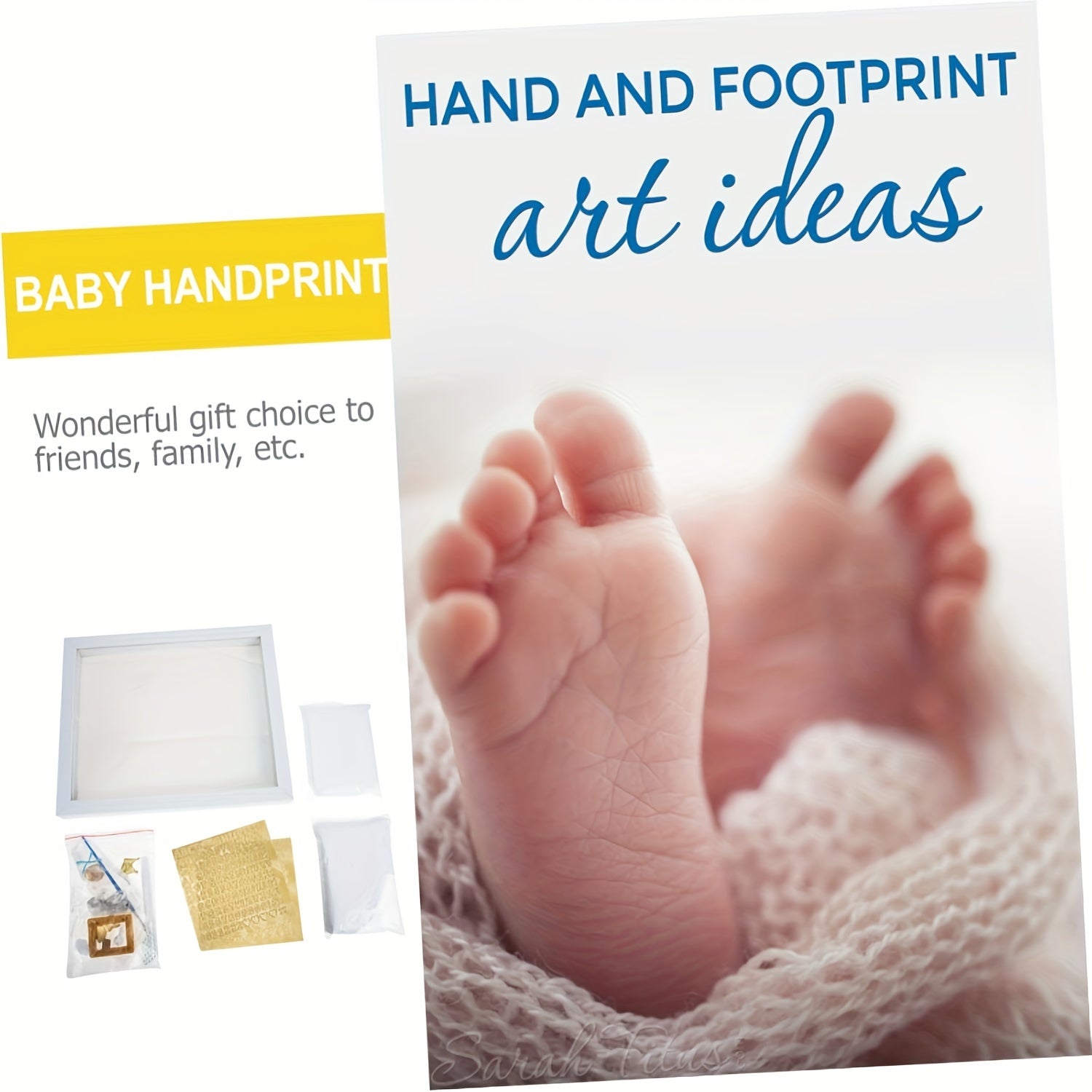 Создайте свой уникальный сувенир на первый день рождения вашего ребенка с нашим набором для отпечатков рук и ног, который включает в себя фоторамку.
