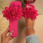 Women's Plus Size Leather Slide Sandals Flat Square Toe Summer Beach Shoes