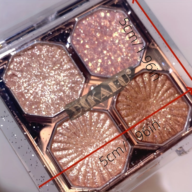 Женская палетка теней для век с блестками, 4 цвета, серо-коричневый с шиммером, роскошная