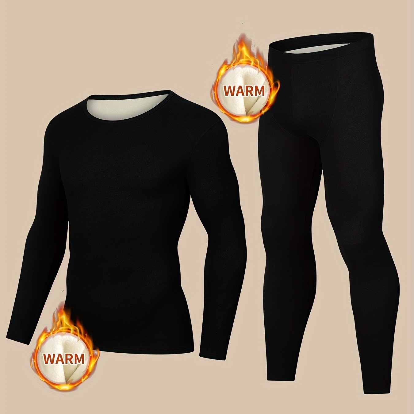 Мужской термальный комплект нижнего белья: длинный рукав, футболка с круглым вырезом и штаны, зимняя теплая одежда