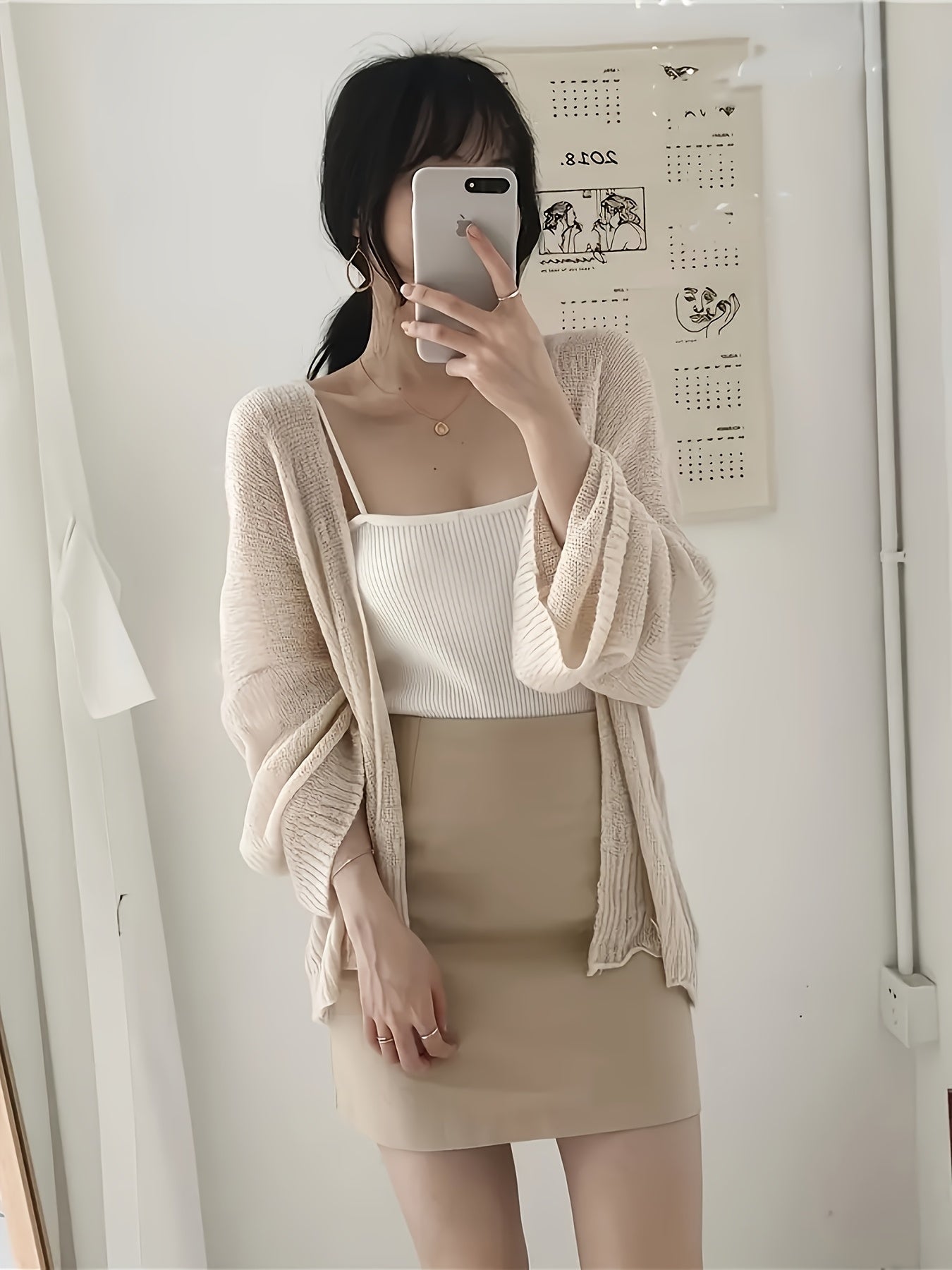 Plus Size Women's Lightweight V-Neck Cardigan Loose Fit Semi-Transparent Casual Layering