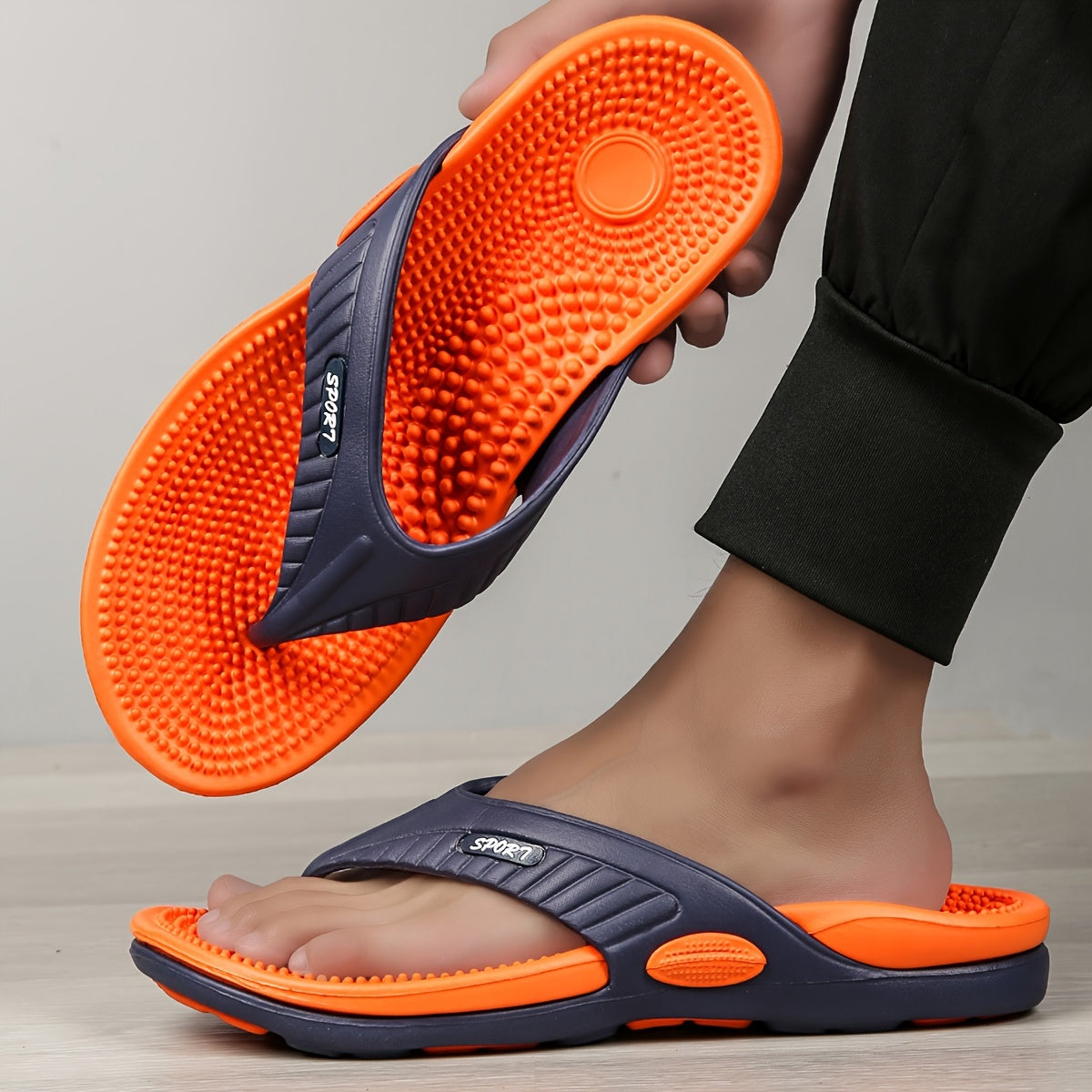 Adult Unisex EVA Slip-On Acupressure Massage Slippers with Arch Support Shock Absorption and Anti-Slip for Indoor Outdoor Summer