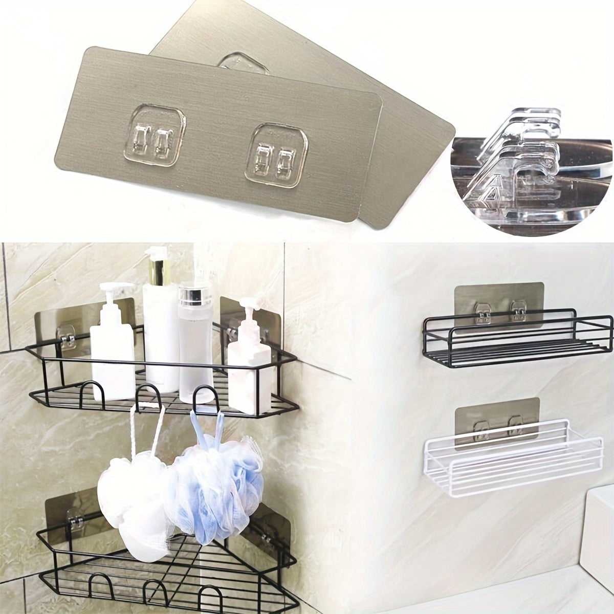 Adhesive Hooks for Bathroom and Kitchen Organization 5 Pack Wall Mount Towel and Toiletry Hangers