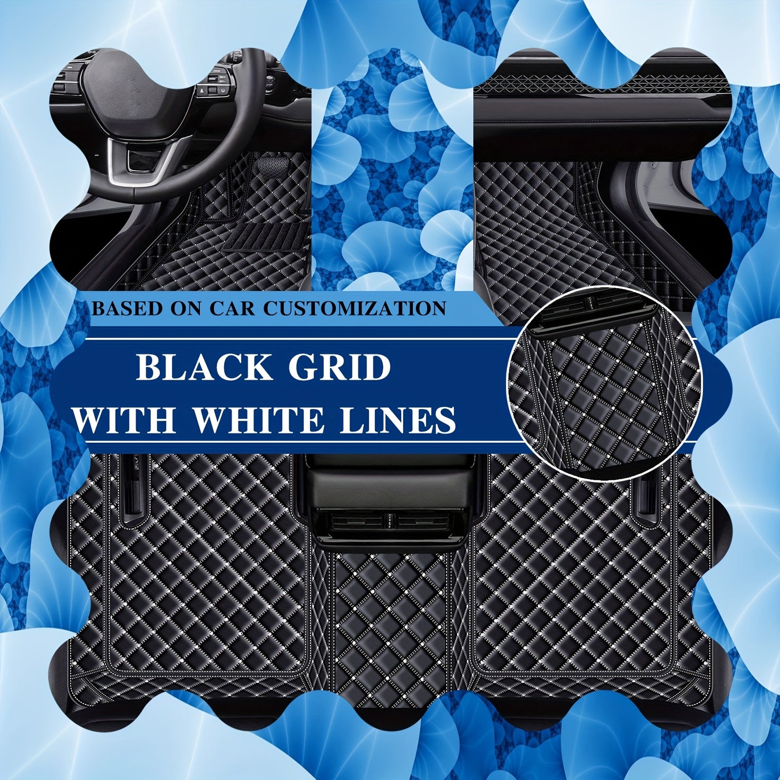 Full-Coverage Waterproof PU Leather Car Floor Mat for EV Sedan Durable Dustproof