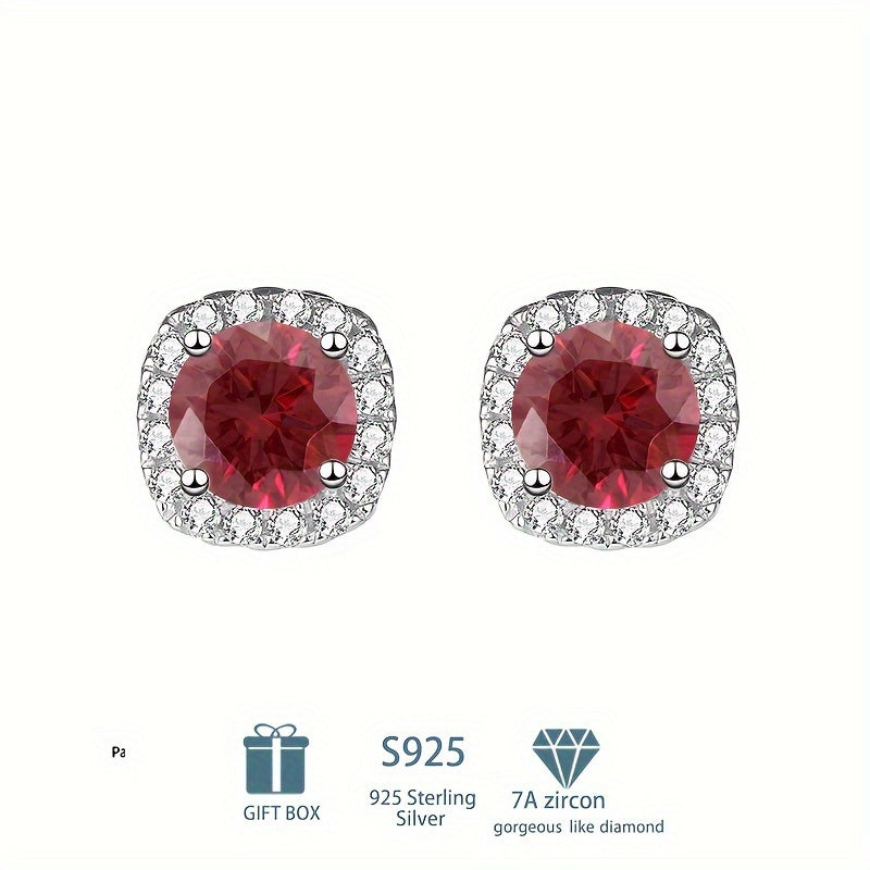 Pendientes de plata de ley estilo bohemio con moissanita en forma de cuadrado para mujer