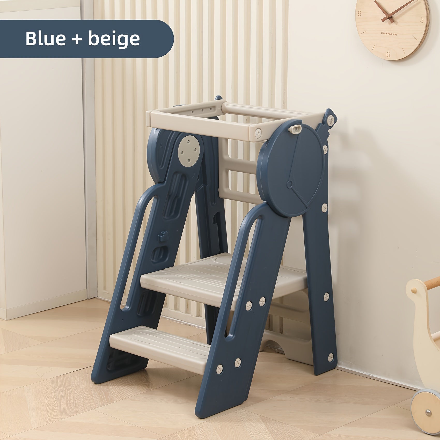 Children's Safety Stool 3-Step Plastic with Guardrails Anti-Slip for Kids Ages 3-6