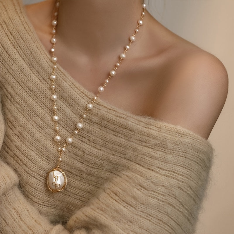 Vintage Baroque Pearl Necklace for Women Freshwater Clavicle Chain Jewelry