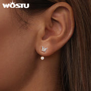 Women's Butterfly Drop Earrings Hypoallergenic Sterling Silver Faux Pearl Gemstone Wedding Gift
