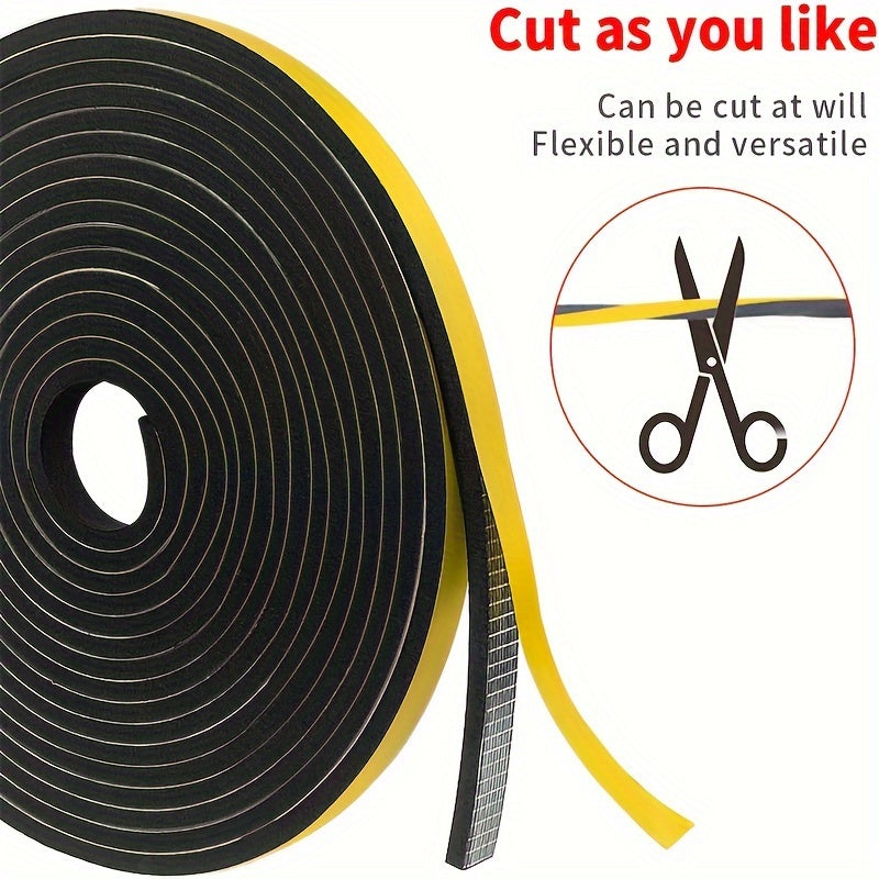 Foam Insulation Tape 3 Rolls Black Weather Stripping Soundproof Windproof Air Conditioning