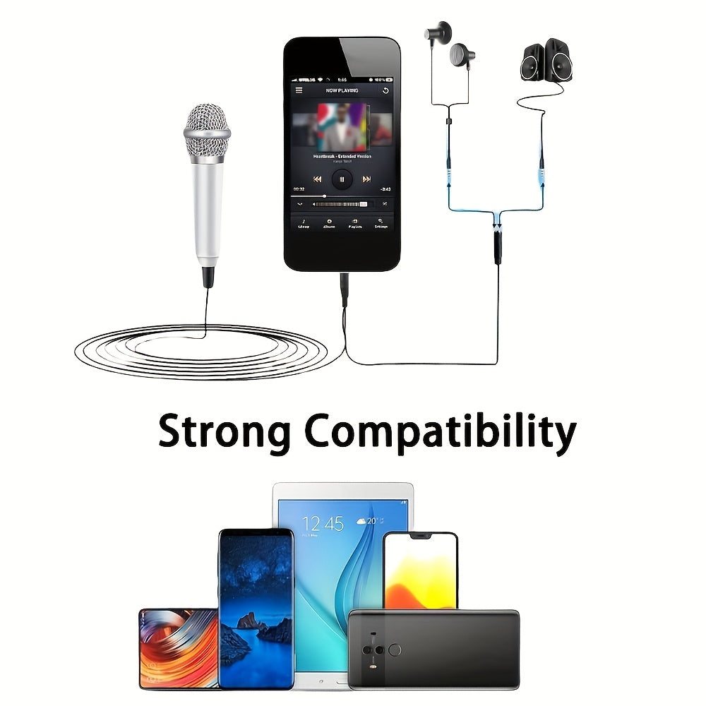 Мини-микрофон с разъемом 3,5 мм для записи голоса, интервью, караоке, игр, видеоконференций, прямых трансляций