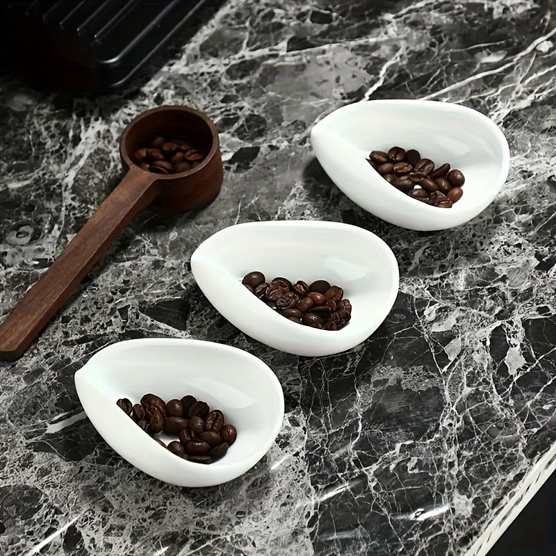 White Porcelain Coffee Bean Dose Tray Set with Spoon and Separator