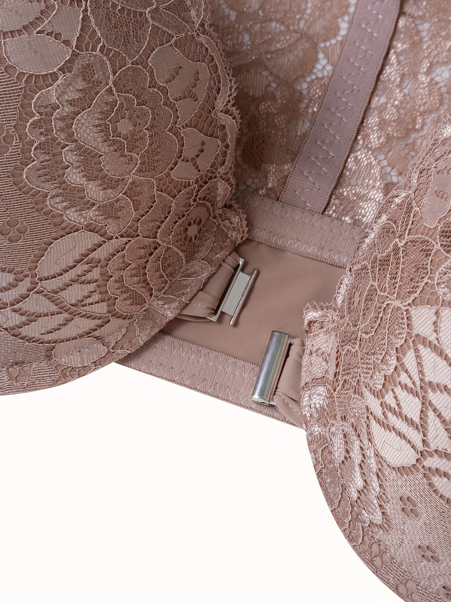 Sujetadores de encaje con cierre frontal para tallas grandes para mujeres con diseño de espalda de corredor, soporte con aros, ligeramente acolchados, encaje floral