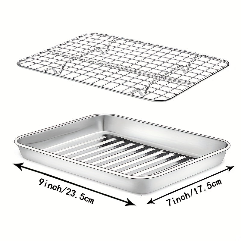 Stainless Steel Baking Sheet Set with Cooling Rack Oven-Safe Durable Cookware