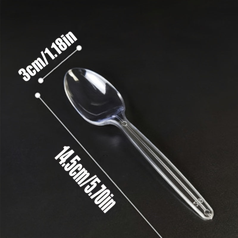 Desertlar, sho'rvalar, pirojnoe uchun 50 dona shaffof plastmassa qoshiq, qayta ishlatiladigan