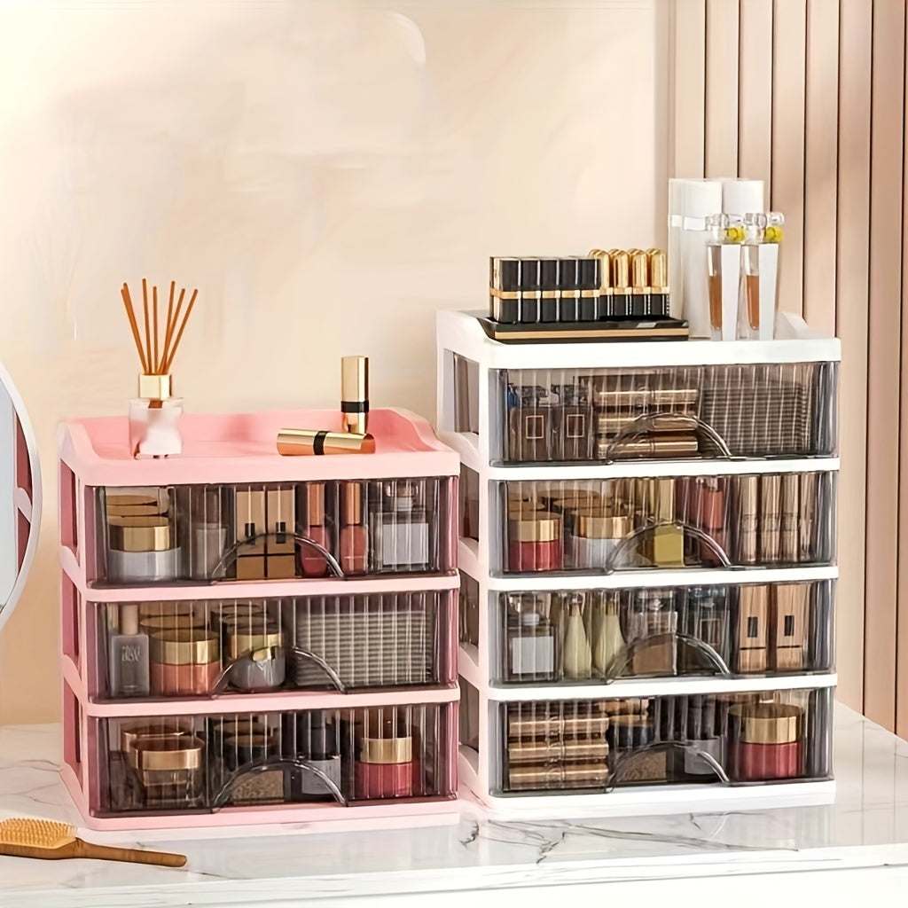 Transparent Stackable Jewelry and Cosmetic Organizer for Vanity Storage