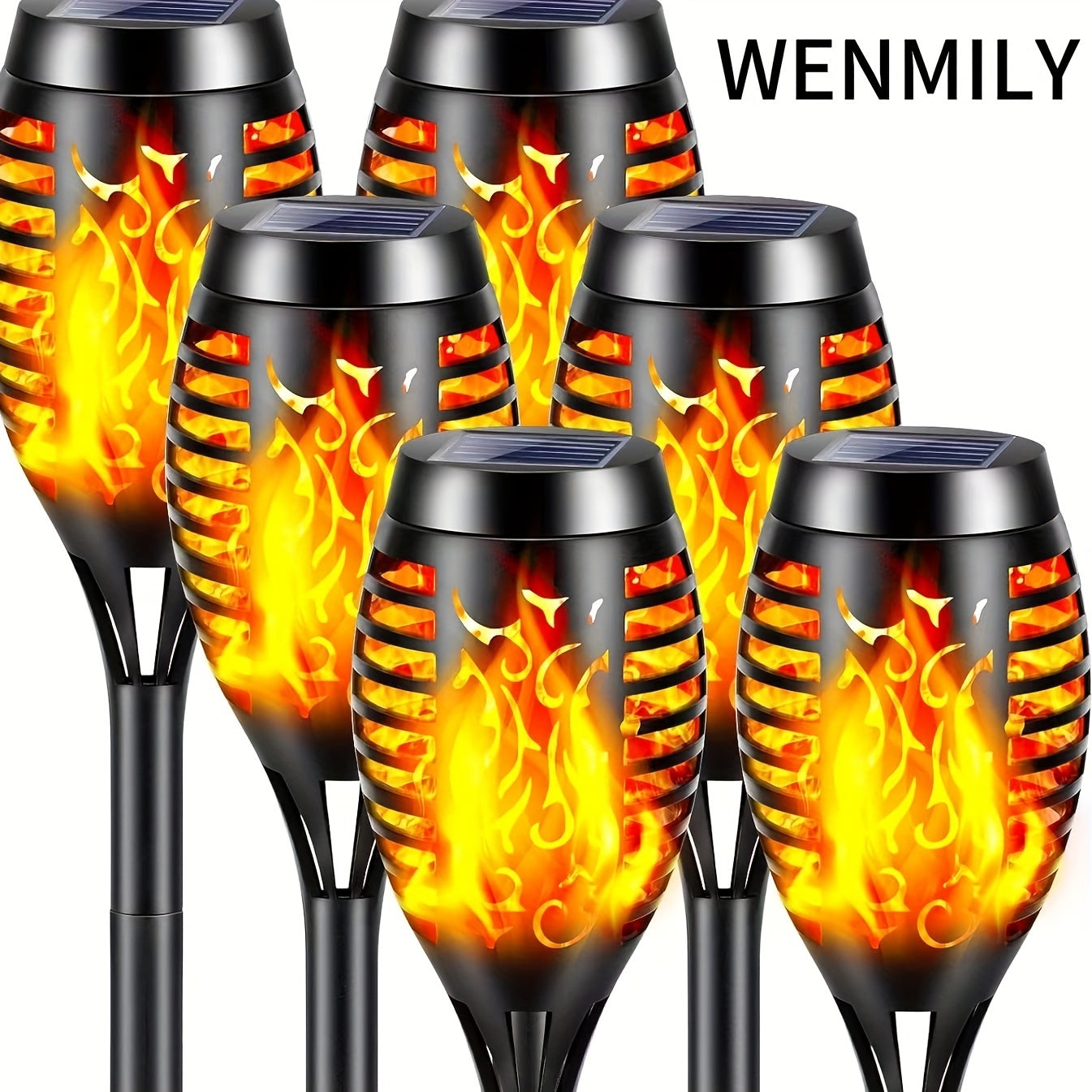 Outdoor Solar Flame Torch Lights 8-Pack Flickering Garden Pathway Lawn Decor