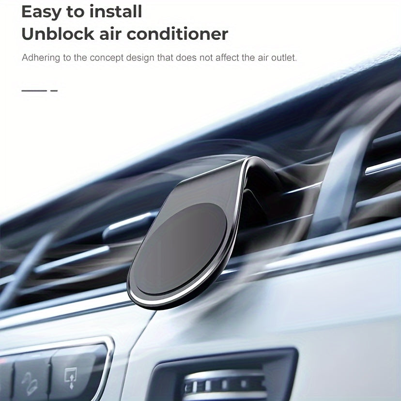 Magnetic L-Shaped Car Air Vent Phone Holder Aluminum Alloy Secure Mount