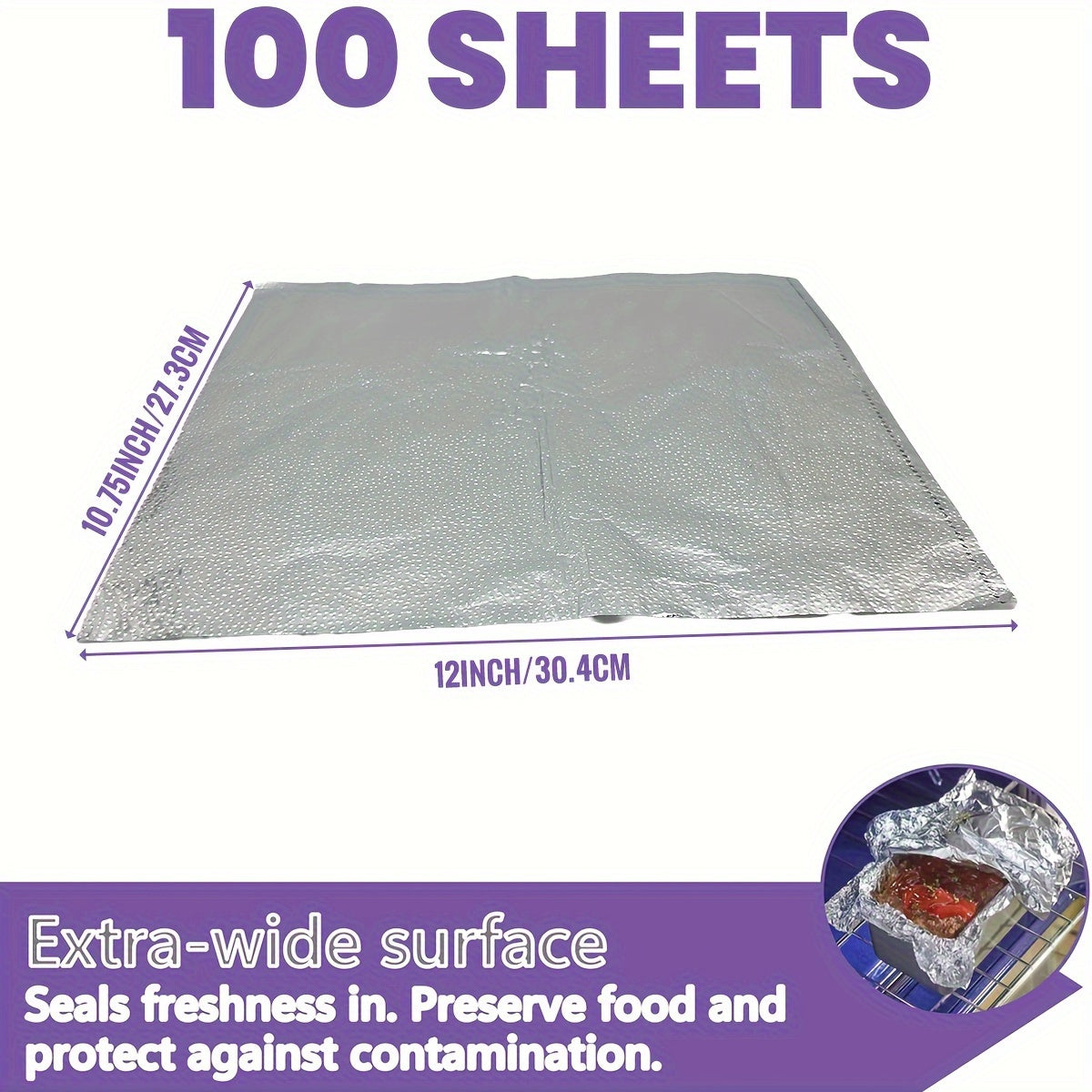 Pre-Cut Aluminum Foil Sheets 9x10.75 Inches, Food Wrap, Grilling, Freezing